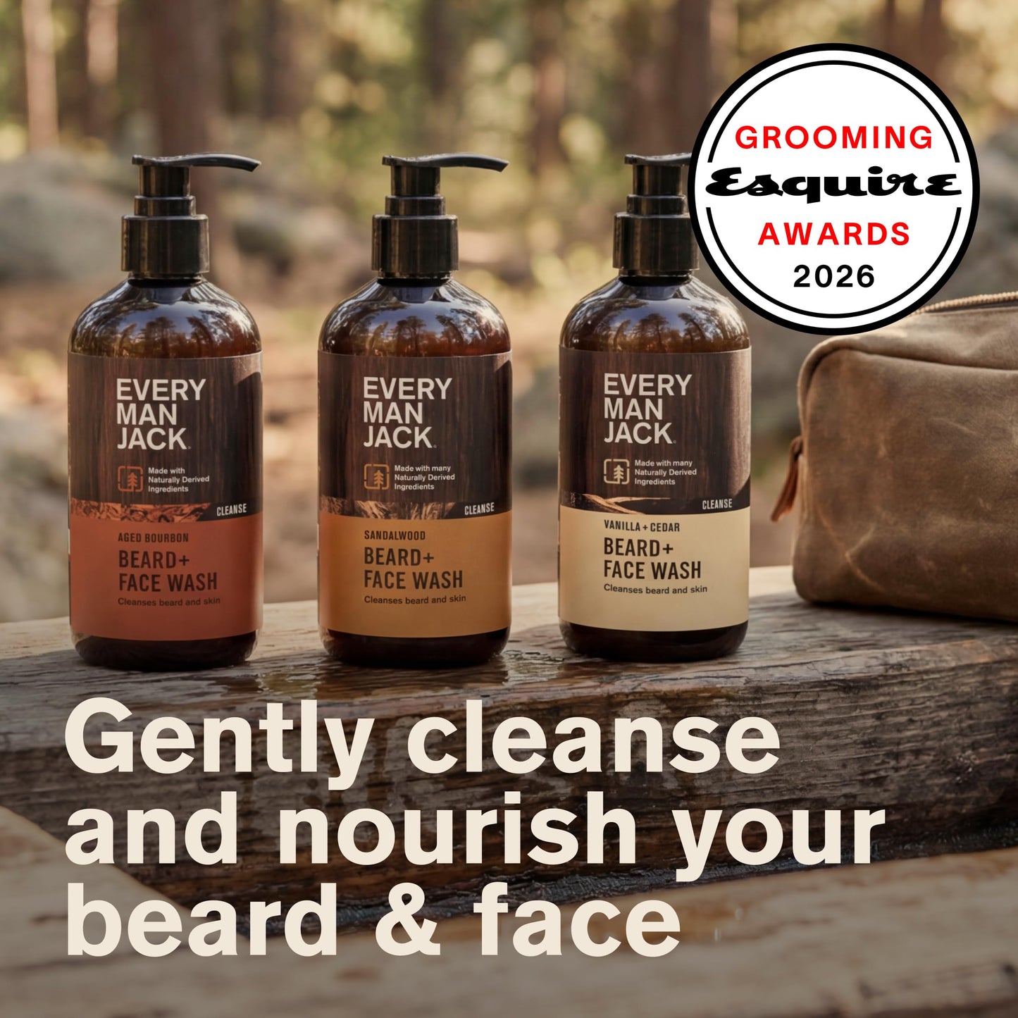 Every Man Jack Beard + Face Wash for Men, Full Size Variety 3-Pack