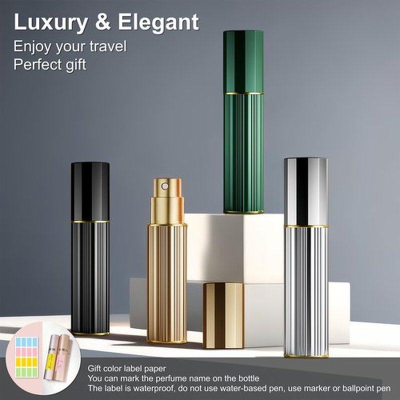 Fiwecos Perfume Travel Refillable Bottle Cologne Portable Atomizer Fragrance Scent Sprayer Pump Fill from Bottom Mini Pocket Size 5ml for Travel Essentials & Best Gift (Silver)