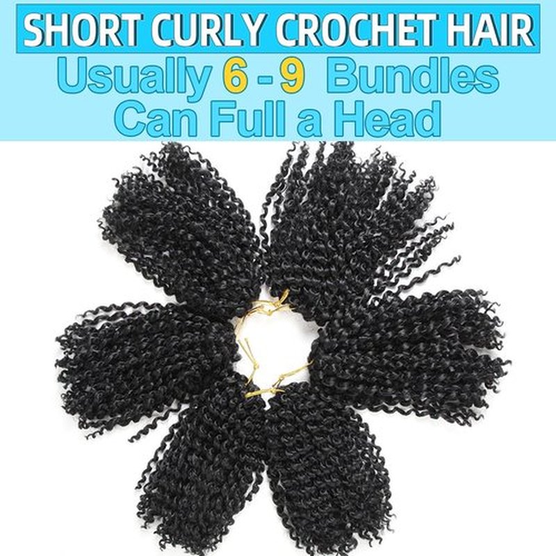 8 Inch Short Passion Twist Hair 6 Bundles Kinky Curly Crochet Hair for Black Women Curly Braiding Hair Crochet Braids Hair (6Bundles8 Inch, 1B#)