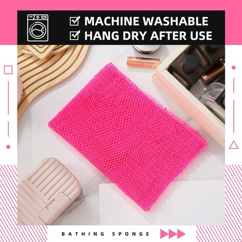 Geiserailie African Long Bathing Net Sponge Long Net Shower Body Scrubber Back Scrubber Skin Smoother Net Bathing Sponge for Daily Use or Stocking Stuffer (Pink)