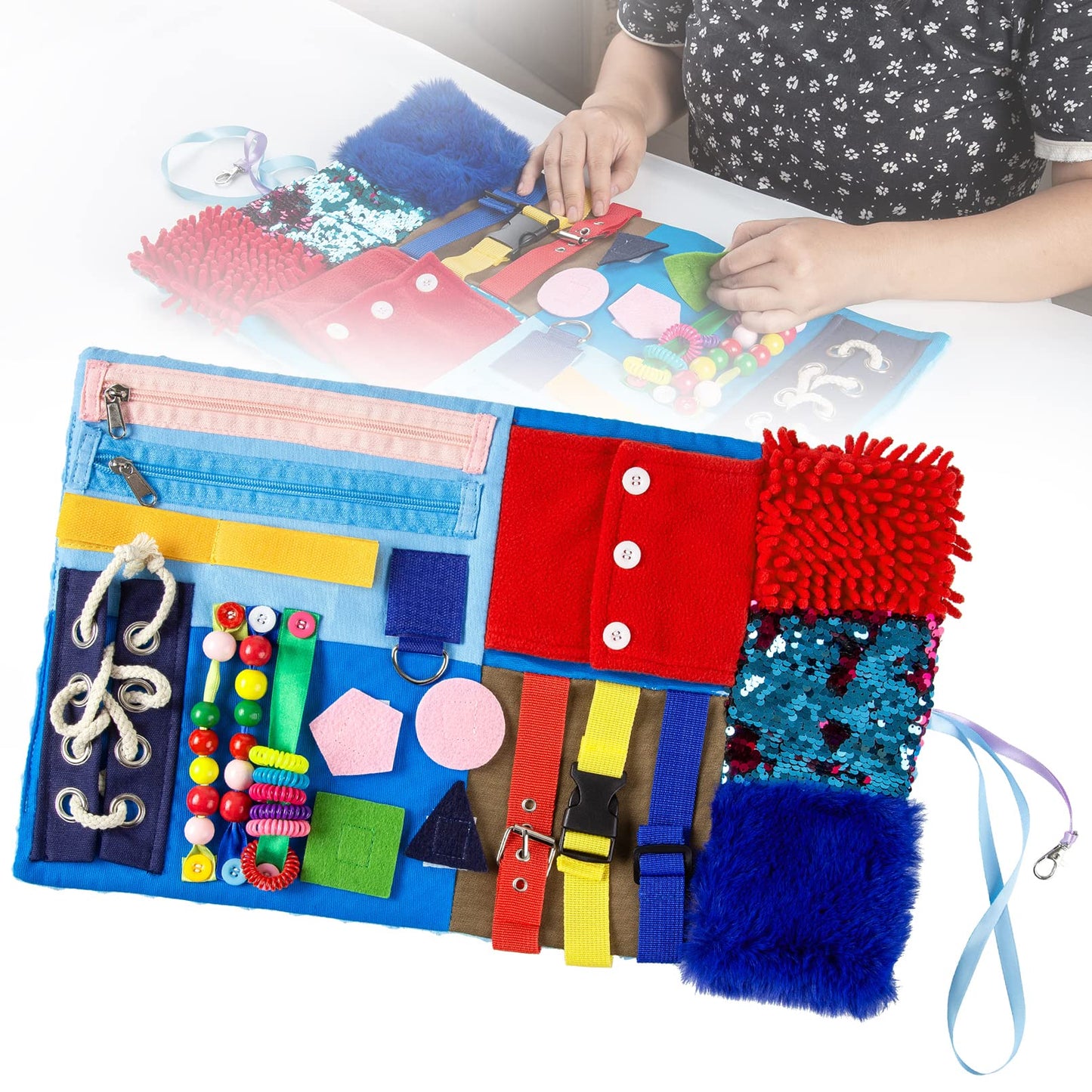 Fidget Blanket for Adults with Dementia, Alzheimer's Sensory Mat for Elderly