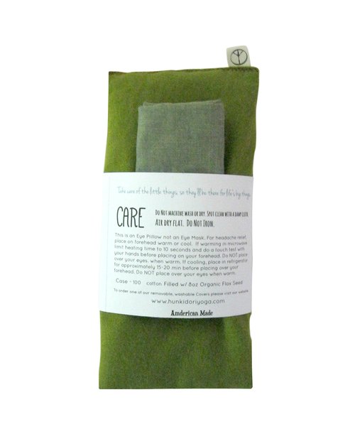 Unscented Eye Pillow with Cover - Gift Set - 4 x 8.5 - Organic Flax Seed - Soft Cotton Flannel - Washable - Soothing Relaxing - kiwi green
