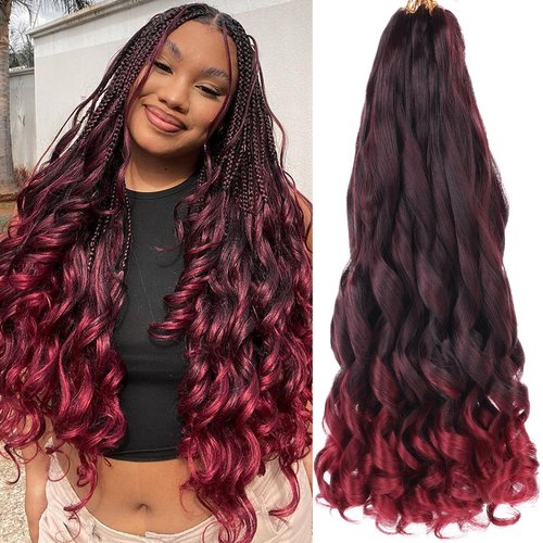 COOKOO 9 Packs French Curly Braiding Hair for Women 22 Inch French Curls Bouncy Braiding Hair Pre Stretched Spanish Curly Braids Synthetic Hair Extensions for French Curl Senegelase Twist Hair TBUG#