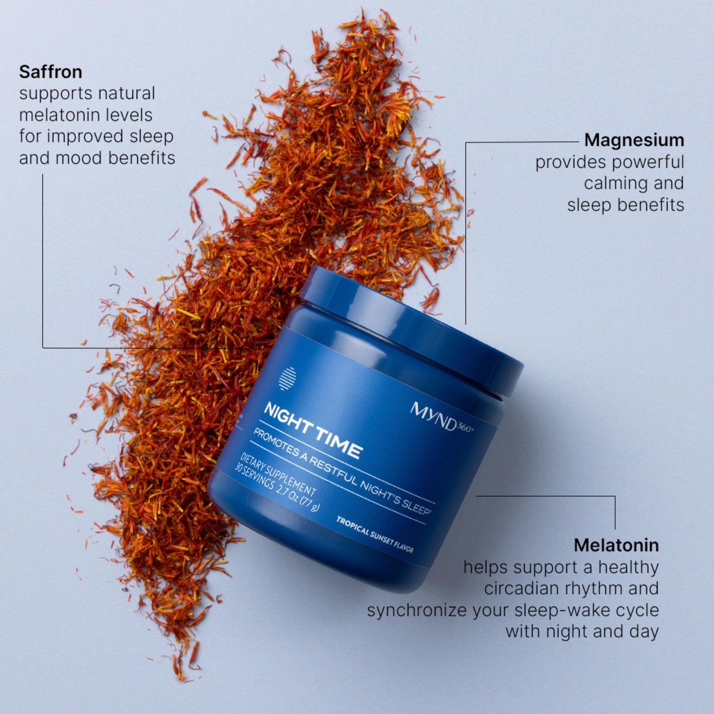 Nu Skin MYND360 Night Time Sleep Aid | Magnesium & Melatonin Sleep Supplement | Magnesium Citrate Powder | Promotes Restful Sleep | Non-Habit Forming Magnesium Supplement