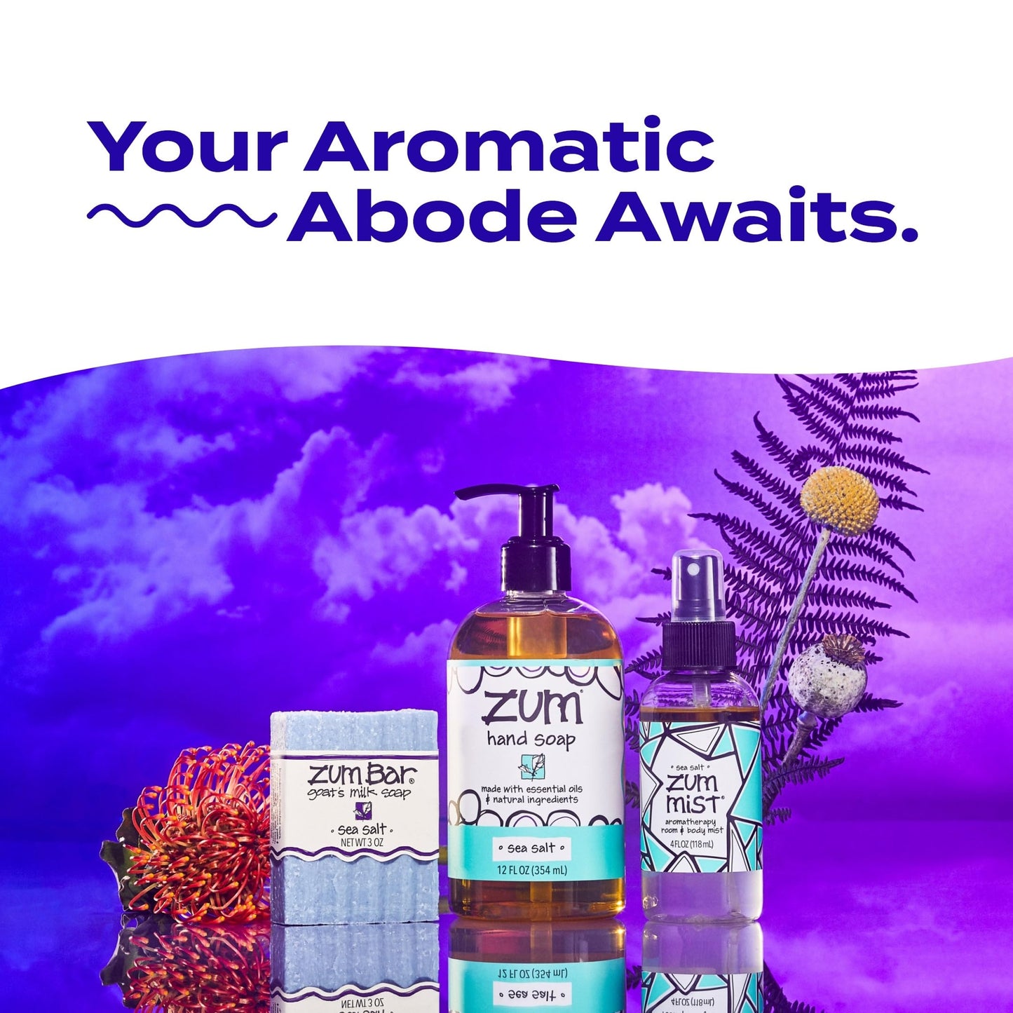 Zum Indigo Wild Mist Room & Body Spray - Aromatherapy Essential Oil Spray - Natural Body Mist & Room Spray - Rosemary-Mint, Patchouli & Lavender Scents - 4 fl oz (3 Pack)
