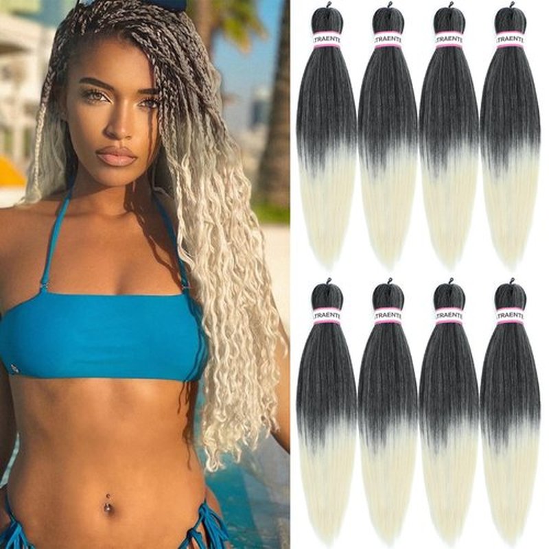 ATRAENTE Braiding Hair Pre Stretched,18 Inch 8 Packs Ombre Braiding Hair for Boho Box Braids Yaki Texture Hot Water Setting Soft And Light(18"T613#)
