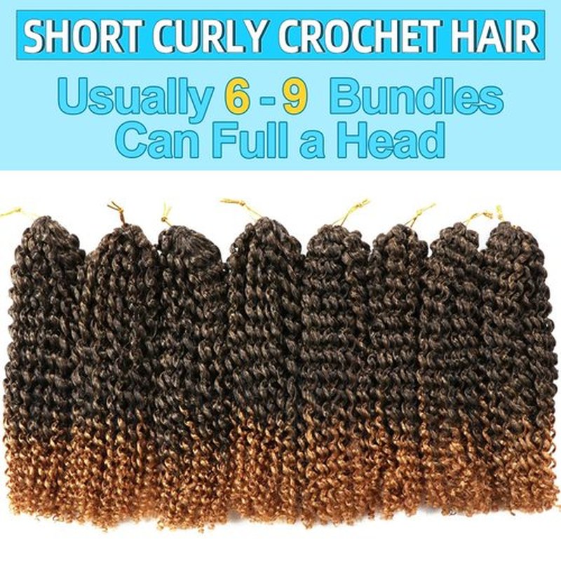 12 Inch Short Passion Twist Hair 8 Bundles Marlybob Crochet Hair Kinky Curly Crochet Hair for Black Women Water Wave Crochet Hair for Kids (8Bundles12 Inch, 1B/27#)