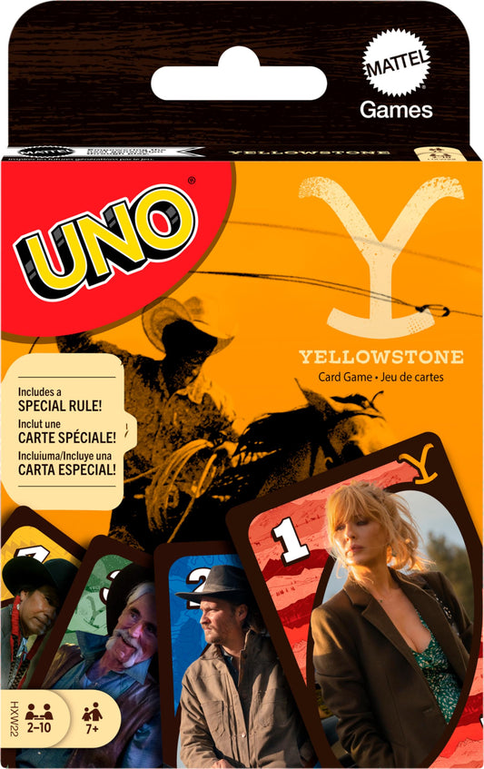 Mattel Games UNO Yellowstone Card Game for Kids, Adults, Families & Parties with Deck & Special Rule Inspired by The TV Show