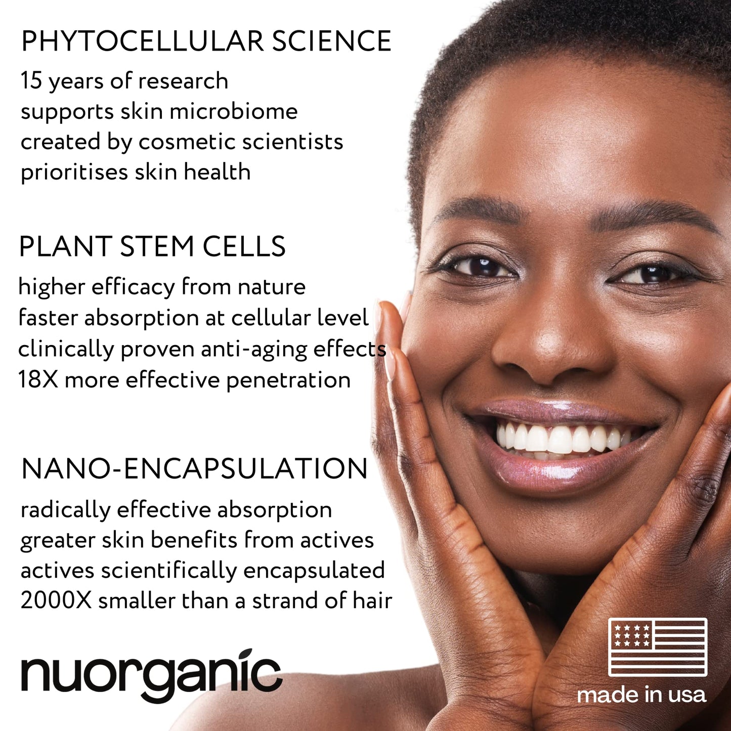 nuorganic Hyaluronic Acid + B5 + Plant Stem Cells: Skin Feels Hydrated, Plumper, Dewy and Rejuvenated - PhytoCellular Science + Multi Molecular + 100 Hour Hydration + Better Skin in 7 Days