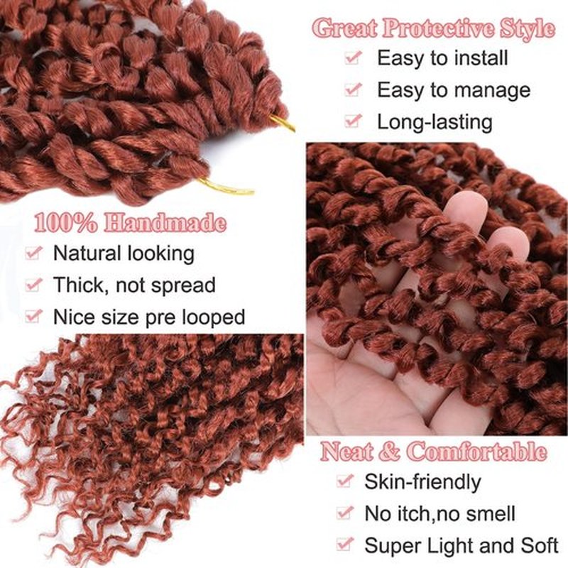 Alrence Passion Twist Crochet Hair 8 Packs Pre twisted Passion Twist Hair For Women Soft Bohe Pre-looped Crochet Braids (14 Inch (Pack of 8), 350#)