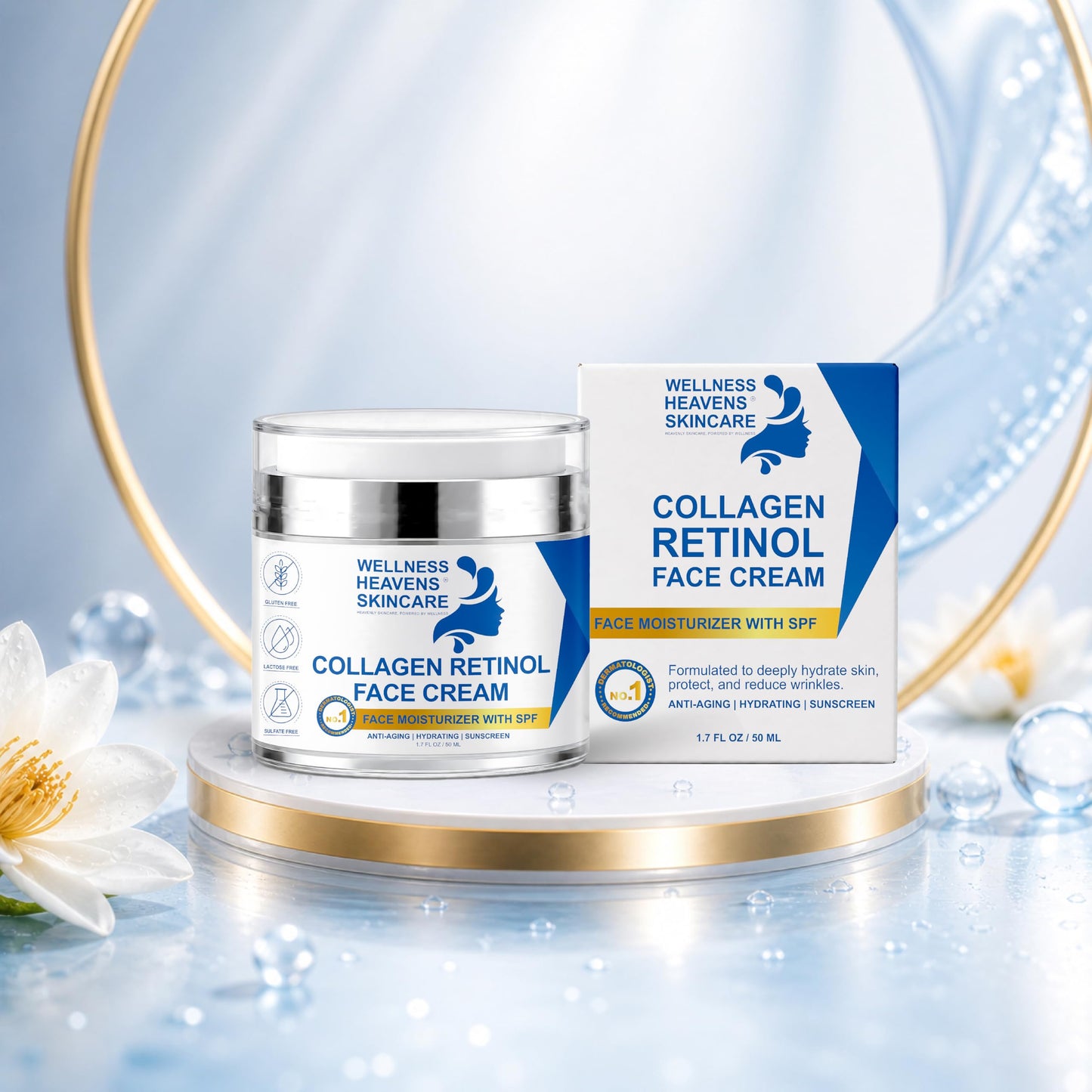 Anti-Aging Face Serum and Moisturizer Set - Skin Brightening Serum and Cream Duo - Dark Spot Correcting Serum and Moisturizer Bundle - Glass Skin Set - Moisturizing SPF Sunscreen for Face - Skincare
