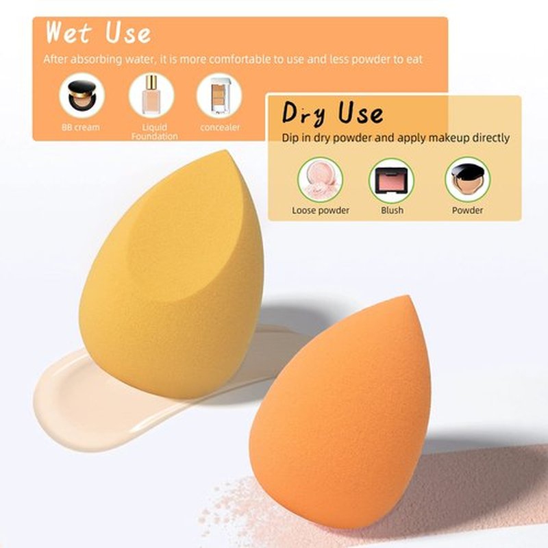 COSTICA Makeup Sponge Set Blender, Beauty Sponge Makeup Blender Flawless for Liquid - Multi Colored 4 pcs Mango Series