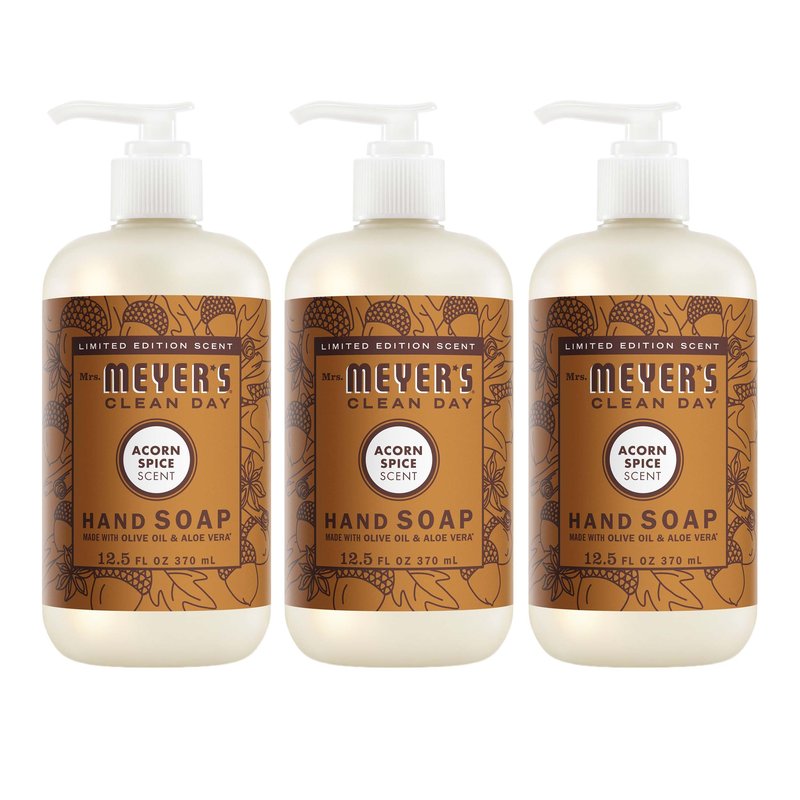 MRS. MEYER'S CLEAN DAY Hand Soap, Acorn Spice Scent, 12.5 Fl Oz Bottle - 3 Pack