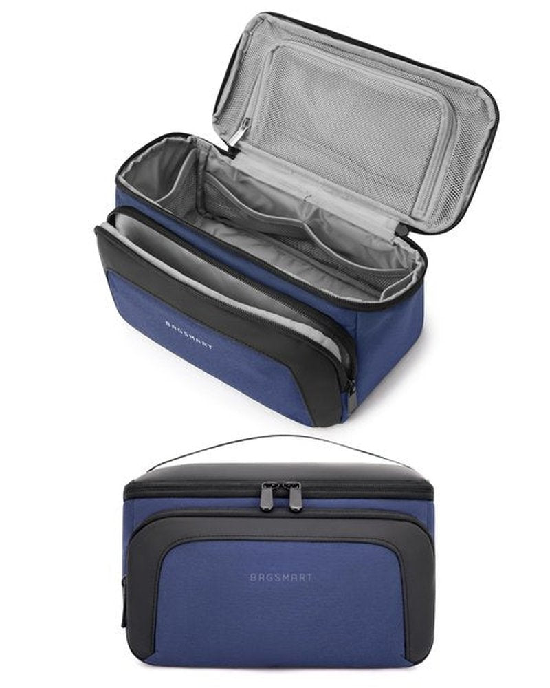 BAGSMART Toiletry Bag for Men, Wide Opening Travel Bag for Toiletries, Dopp Kit Water Resistant Shaving Hygiene Bag for Bathroom Shower, Toiletries Accessories,Travel Essentials (Navy Blue)