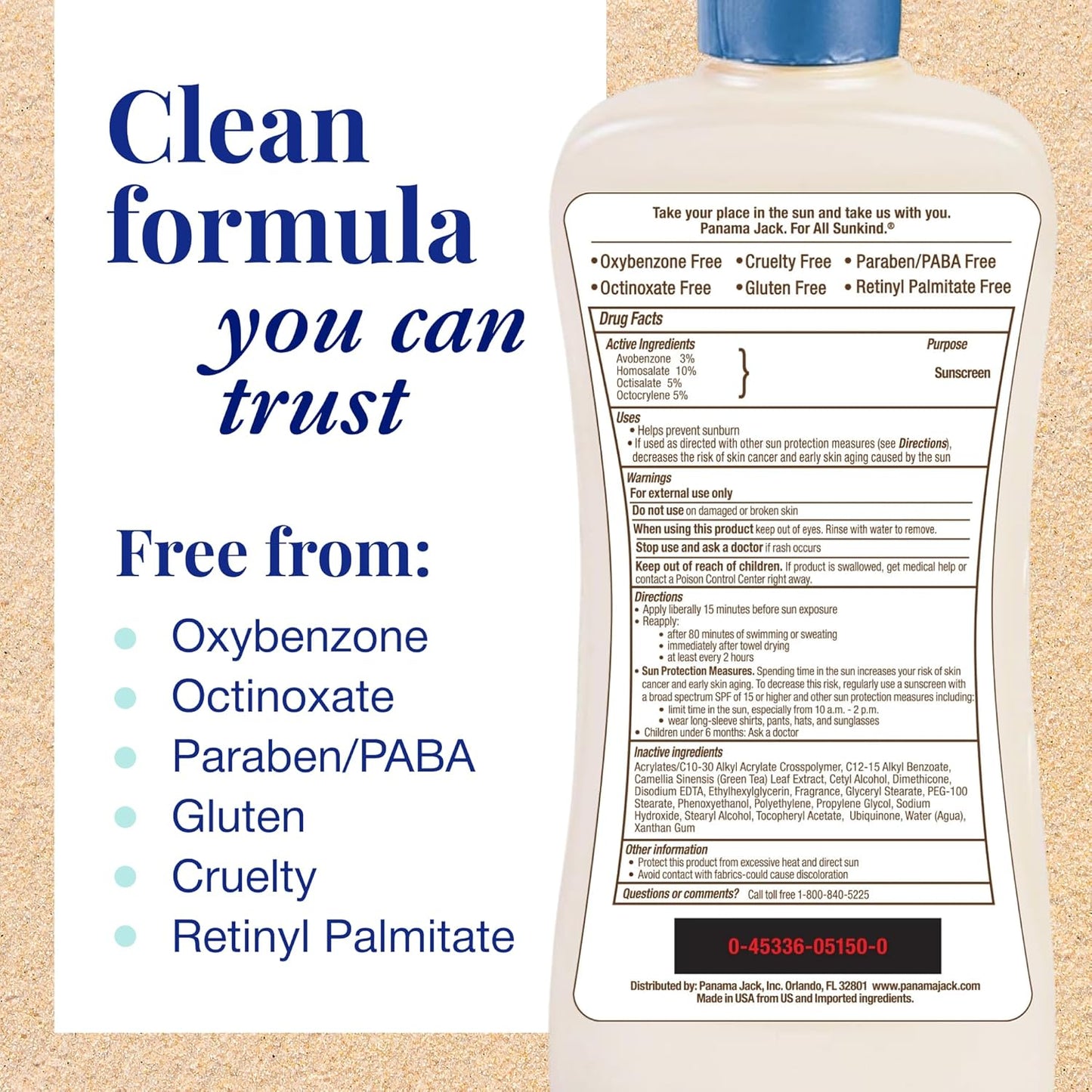 Panama Jack Sunscreen Lotion SPF 50 - High-Protection Formula | 1-Pack