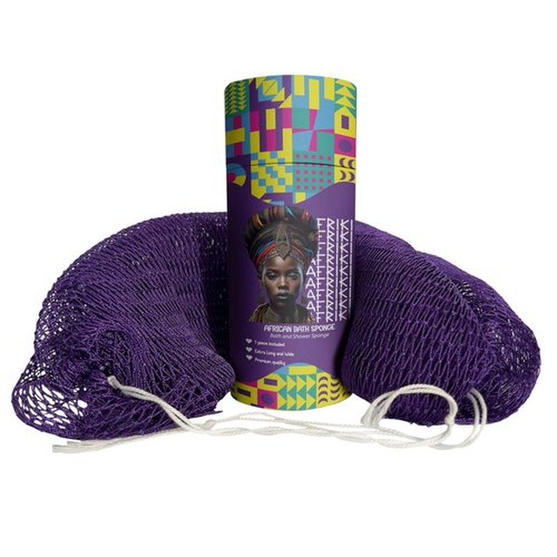 AFRIKI African Net Sponge, Authentic African Exfoliating Sponge, Black Owned, Back Scrubber, 45 inch Long for Normal to Sensitive Skin, for Daily use, Original Collection