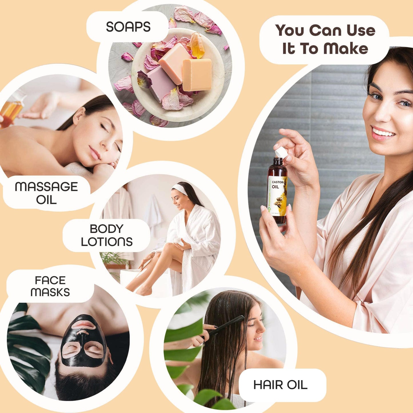 Castor Oil Pure Carrier Oil - Cold Pressed Castor Oil for Essential Oils Mixing Natural Skin Moisturizer Body & Face, Eyelash Caster Oil, Eyelashes Eyebrows Lash & Hair Growth Serum 4 oz