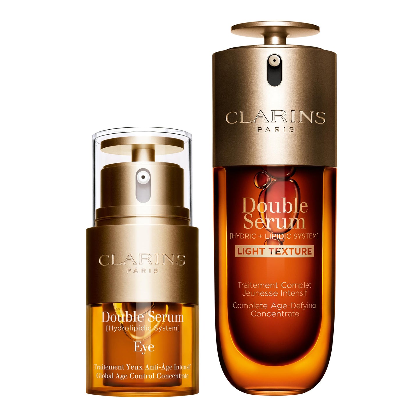Clarins Double Serum Eye and Double Serum Light Bundle | Anti Aging Eye Cream | Anti Aging Face Serum Ideal for Oily Skin and Humid Climates