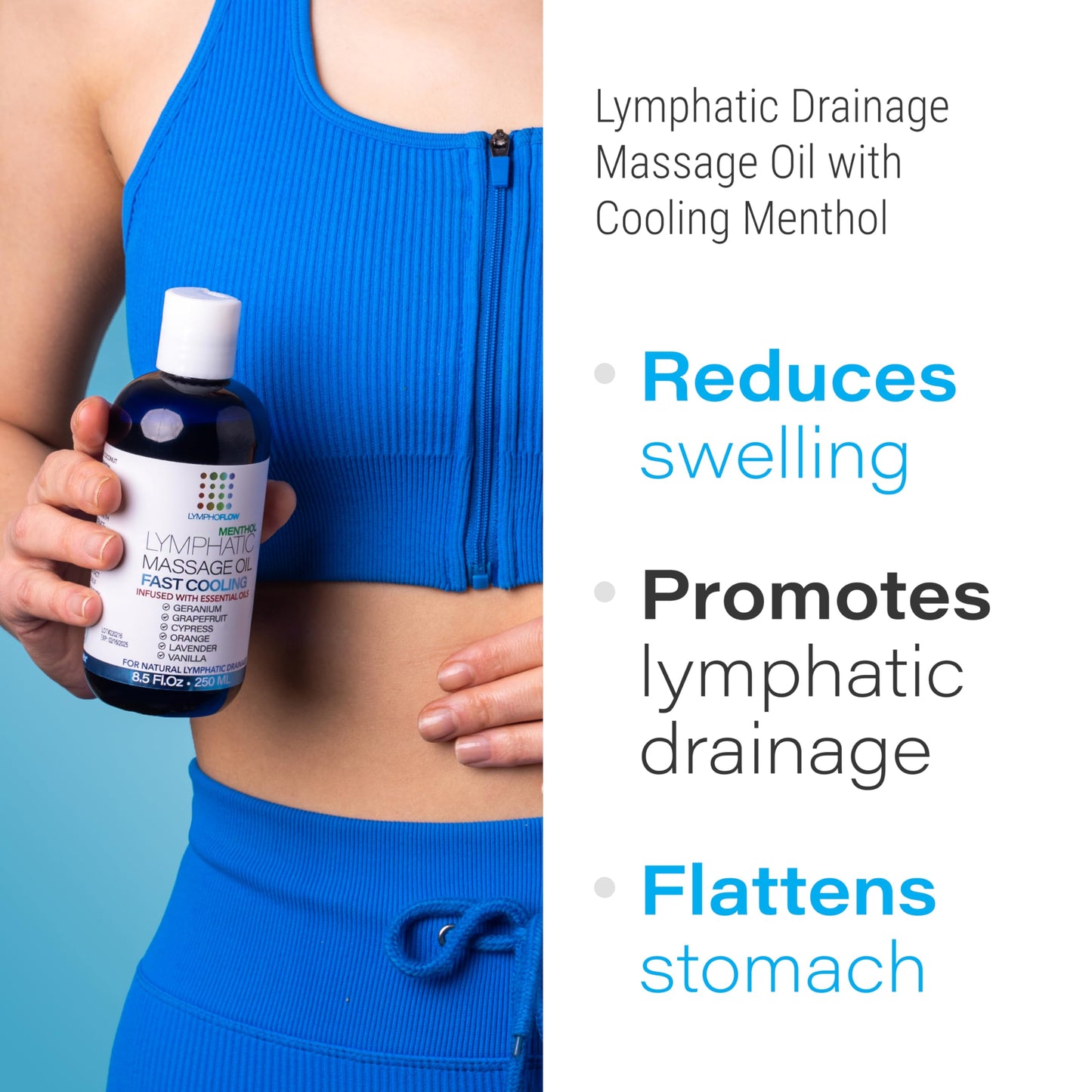 Bruizex Lymphatic Drainage Massage Oil with Arnica & Menthol for After Procedure Body Care & Lymphatic Drainage Massager, Liposuction, 360 Lipo, BBL, Tummy Tuck Body Massage, Cooling Formula - 8.5 Oz