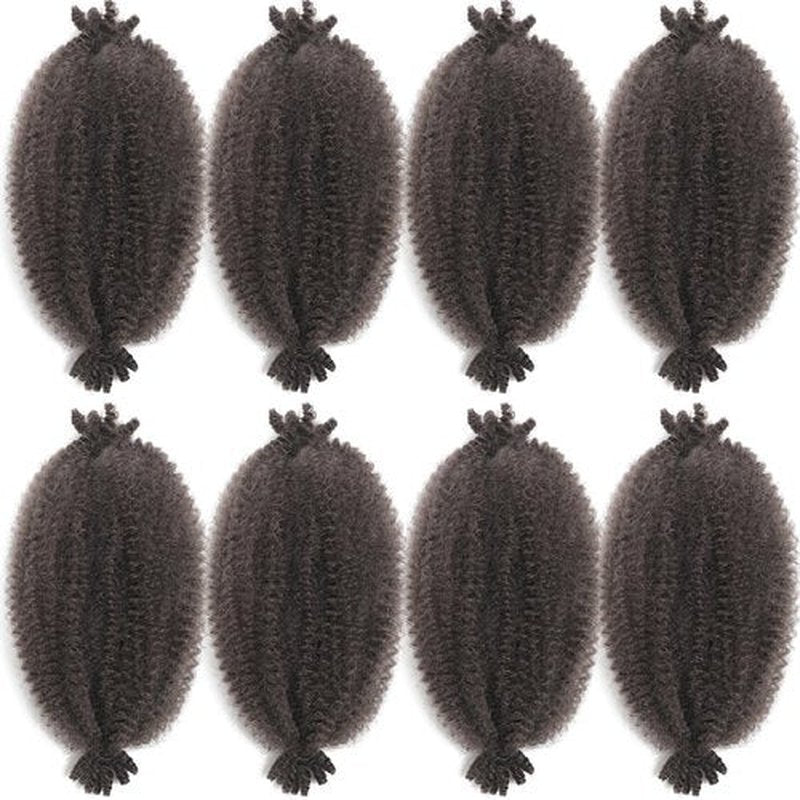 12 Inch Springy Afro Twist Hair 8 Packs Marley Twist Braiding Hair Pre-fluffed Spring Twist Hair Afro Twist Hair Marley Hair for Faux Locs (12 Inch (Pack of 8), 4# Marley Twist)