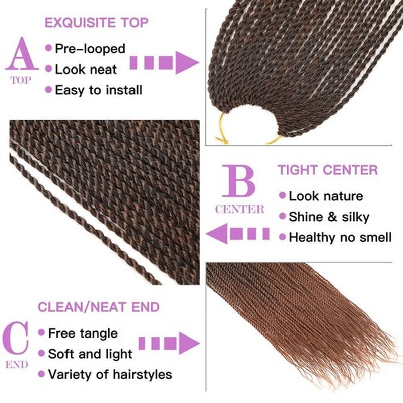 ZRQ 8 Packs Senegalese Twist Crochet Hair 12 Inch Black Pre Looped Short Crochet Braids, Pre Twisted Small Havana Twist, Synthetic Braiding Hair for Women Girl Kids