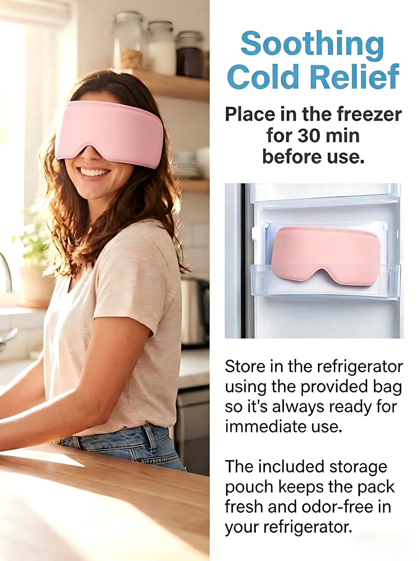FACEMOON Cooling Eye Masks with Flexible Gel - Cold Compress Ice Pack for Puffy Eyes Migraines Headache Stye Sinus After Surgery Therapy - Reusable 2 pcs for Family Black Pink