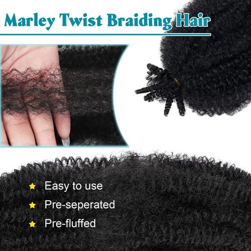 Marley Twist Braiding Hair 14 Inch 7 Packs Cuban Twist Hair Springy Afro Twist Hair Marley Hair for Soft Faux Locs Crochet Hair Pre Separated Spring Twist Hair Kinky Twist Hair for Braiding (1B#)