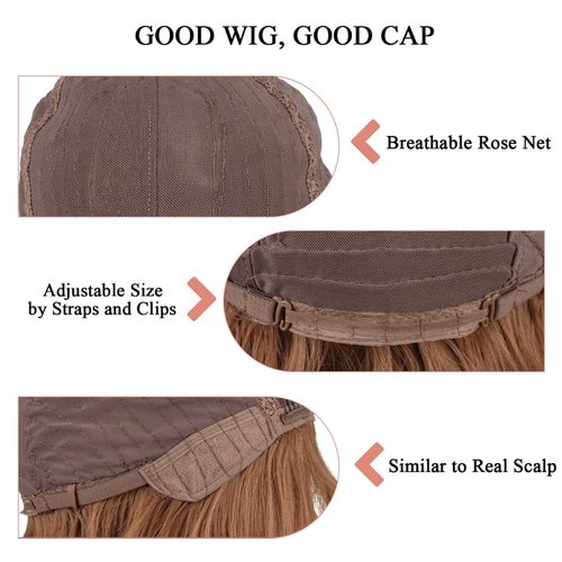 SOFEIYAN Short Straight Bob Wigs with Bangs 11 inch Synthetic Daily Party Cosplay Hair Wig for Black Women, Linen