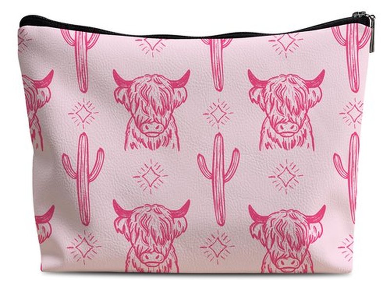 Lacosu Western Makeup Bag,Western Gifts For Women,Cow Makeup Bag,Cowgirl Stuff,Western Stuff For Women,Western Gifts,Cowgirl Gifts(Leather COW P)