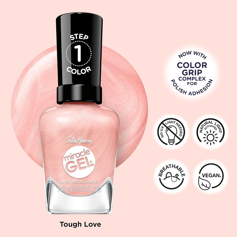 Sally Hansen Miracle Gel Nail Polish - Supercharged Pinks, Long-Lasting Fuchsia Color | 315 Tough Love