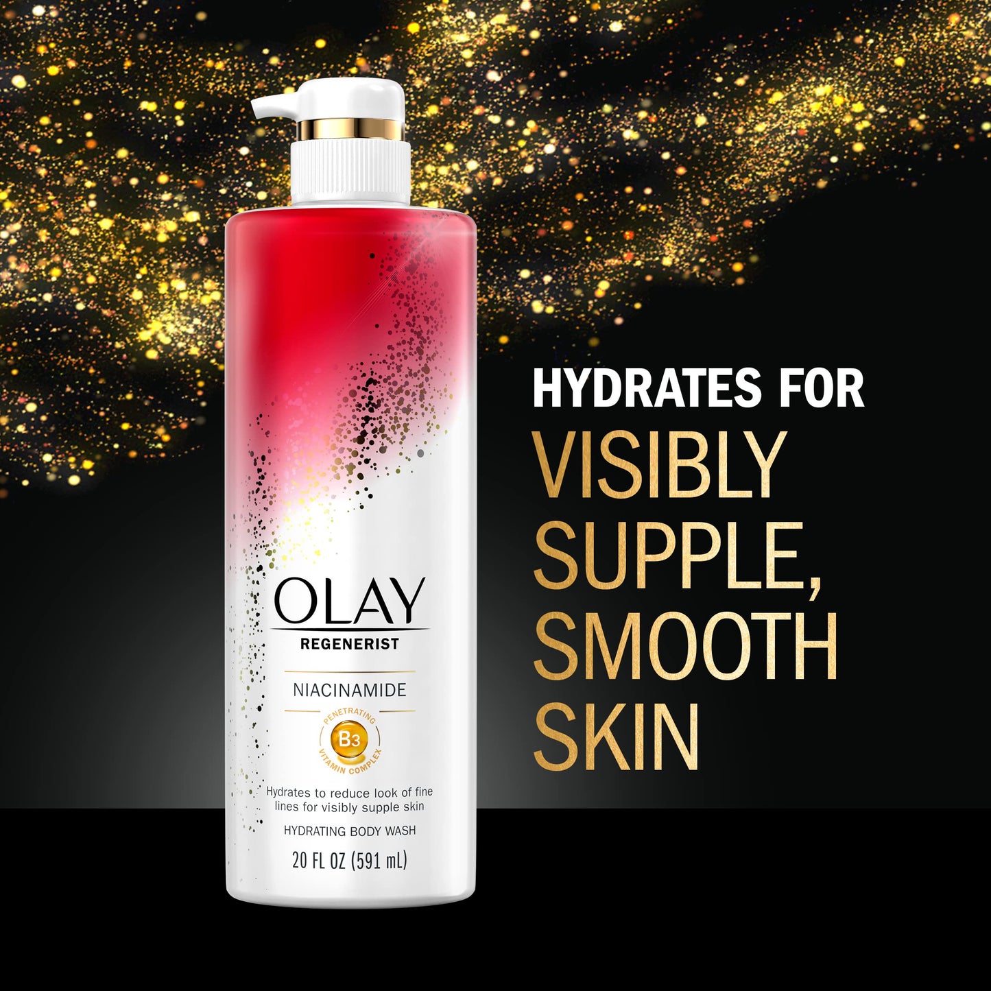 Olay Body Wash Women, Age Defying with Niacinamide 20 fl oz (Pack of 4)