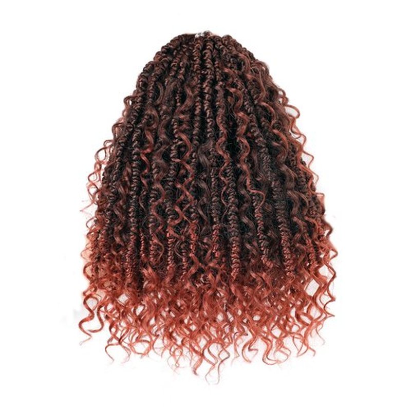 ZRQ Goddess Passion Twist Hair with Curly End 14 Inch Pre Twisted Passion Twist 8 Packs Red Pre Looped Short Boho Style Crochet Braids Hair Extensions for Women