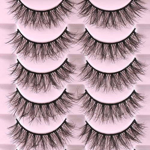 FARRED Natural Lashes Short Eyelashes Wispy False Mink Lash Pack 14 Pair Natural Look Fluffy Doll Eyelash Small Fake Strip Lashes Full Pestañas Sets for MUA and Beginners Daily Makeup (F3 | 8-16mm)