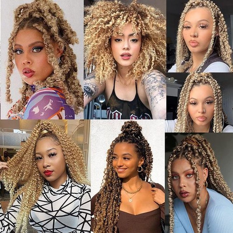 14 Inch Marley Twist Braiding Hair 7 Packs Pre Separated Springy Afro Twist Hair Pre Fluffed Kinky Twist Hair for Braids Marley Crochet Hair Extensions (27/613)