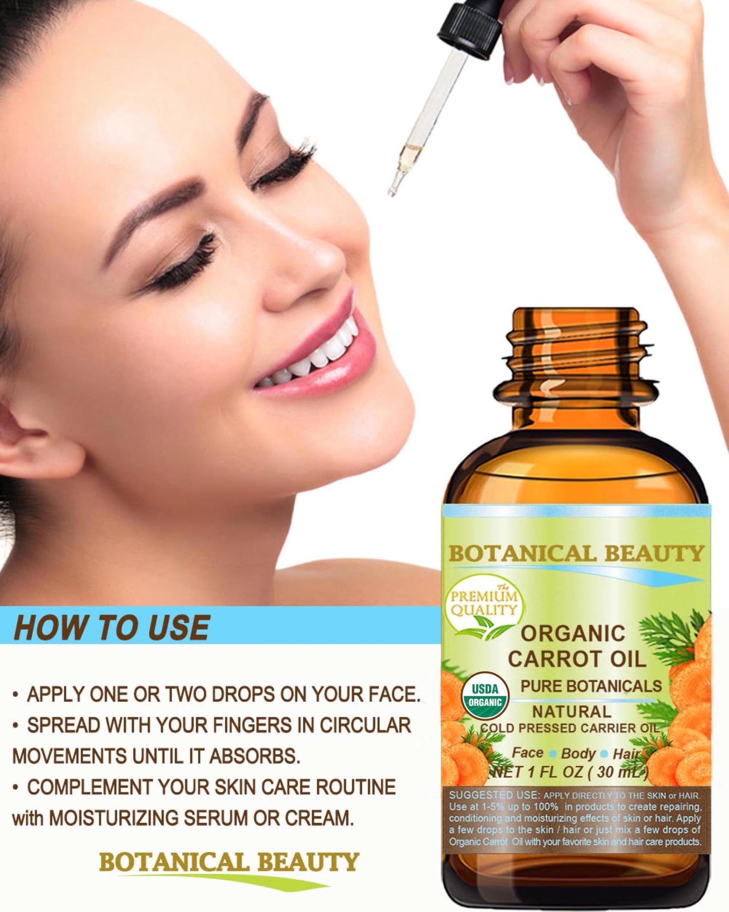 Botanical Beauty Organic CARROT SEED OIL 100% Pure VIRGIN UNREFINED Undiluted Cold Pressed Carrier Oil for Face, Skin, Body, Hair, Lip, Nails. Rich in Beta Carotene, Vitamin E (0.5 Fl Oz)