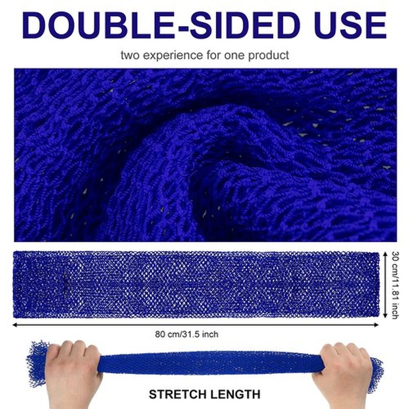 Geiserailie African Long Bathing Net Sponge Long Net Shower Body Scrubber Back Scrubber Skin Smoother Net Bathing Sponge for Daily Use or Stocking Stuffer(Blue)