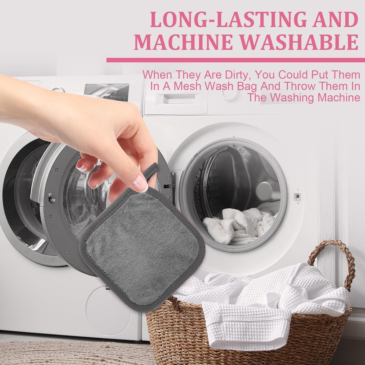 Makeup Remover Cloths - Ultra Soft Reusable Microfiber Towels for All Skin Types | 12 Pack, 6x6 Inch, Grey