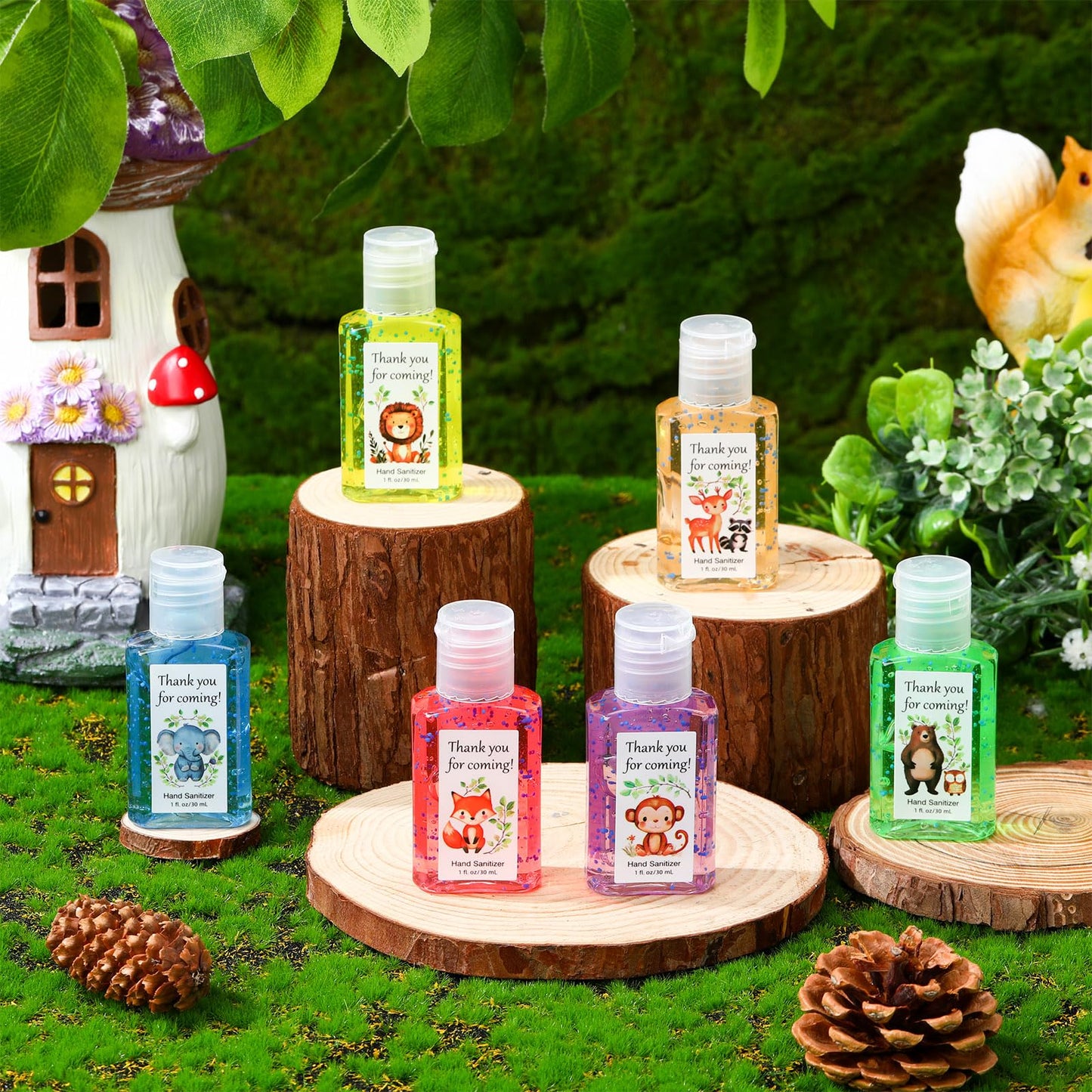 Frienda 24 Pack Mini Hand Sanitizer Bulk Woodland Animal Party Favors Hand Sanitizer Travel Size Woodland Creature Safari Jungle Party Camping Birthday Supplies Thank You Nursery Gifts
