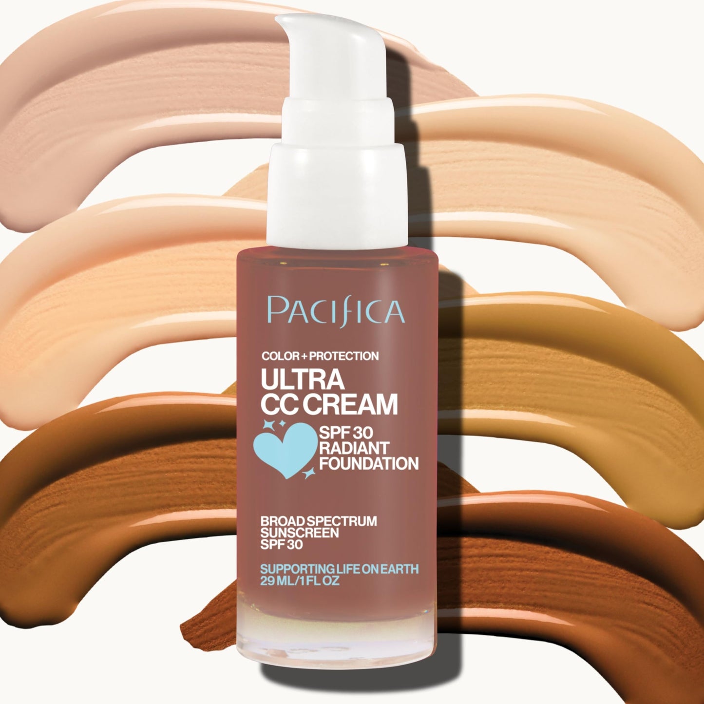 Pacifica Ultra CC Cream Radiant Foundation SPF 17 - Cool-Deep – Medium Coverage Color Correcting Cream, Dewy Finish, Mineral SPF, 1 oz