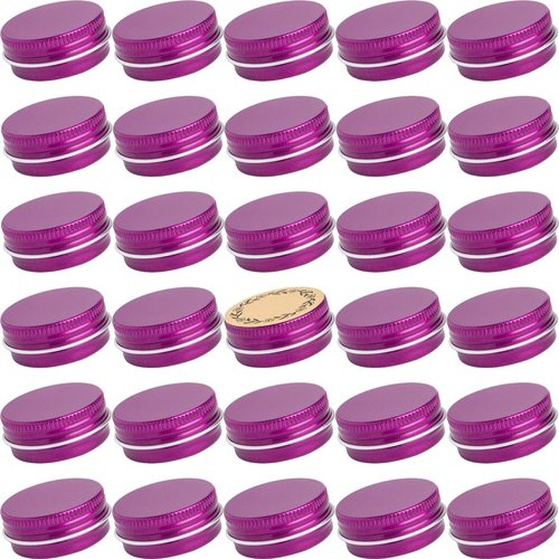 0.5 oz Screw Top Aluminum Tin Jar with Screw Lid and Blank Labels (Purple - Pack of 32)