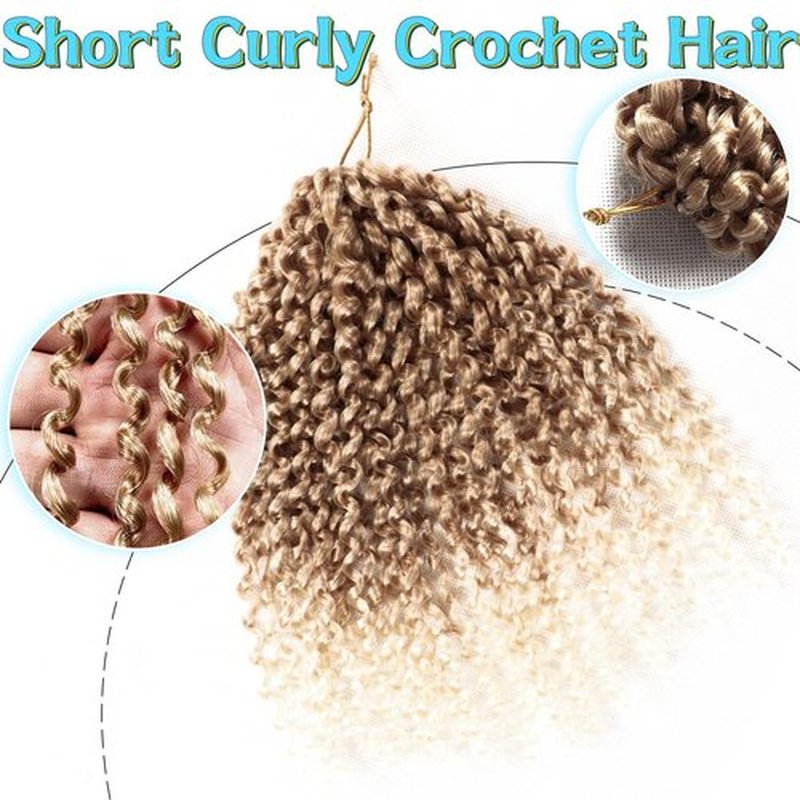 8 Inch Short Passion Twist Hair 6 Bundles Kinky Curly Crochet Hair for Black Women Curly Braiding Hair Crochet Braids Hair (6Bundles8 Inch, 27#/613#)
