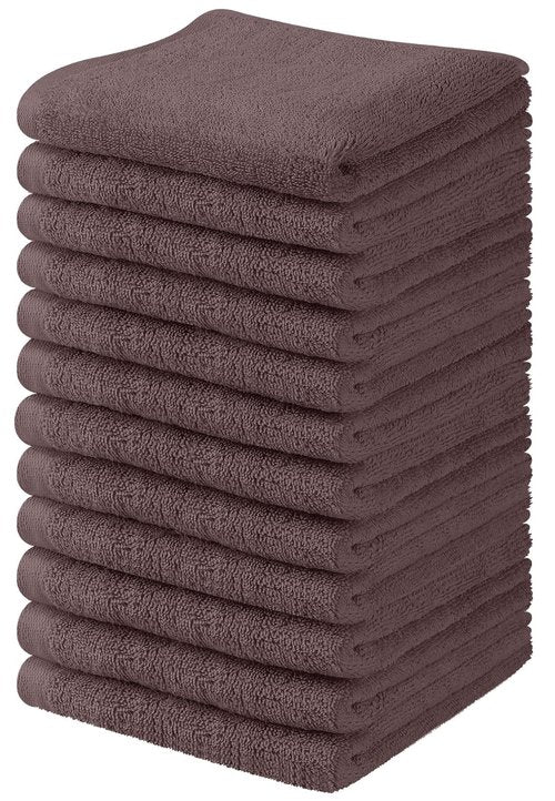 Towel and Linen Mart 100% Cotton - Wash Cloth Set - Flannel Face Cloths, Highly Absorbent and Soft Feel Fingertip Towels (Grey) (Grey, 12) (Grey, Pack of 12)