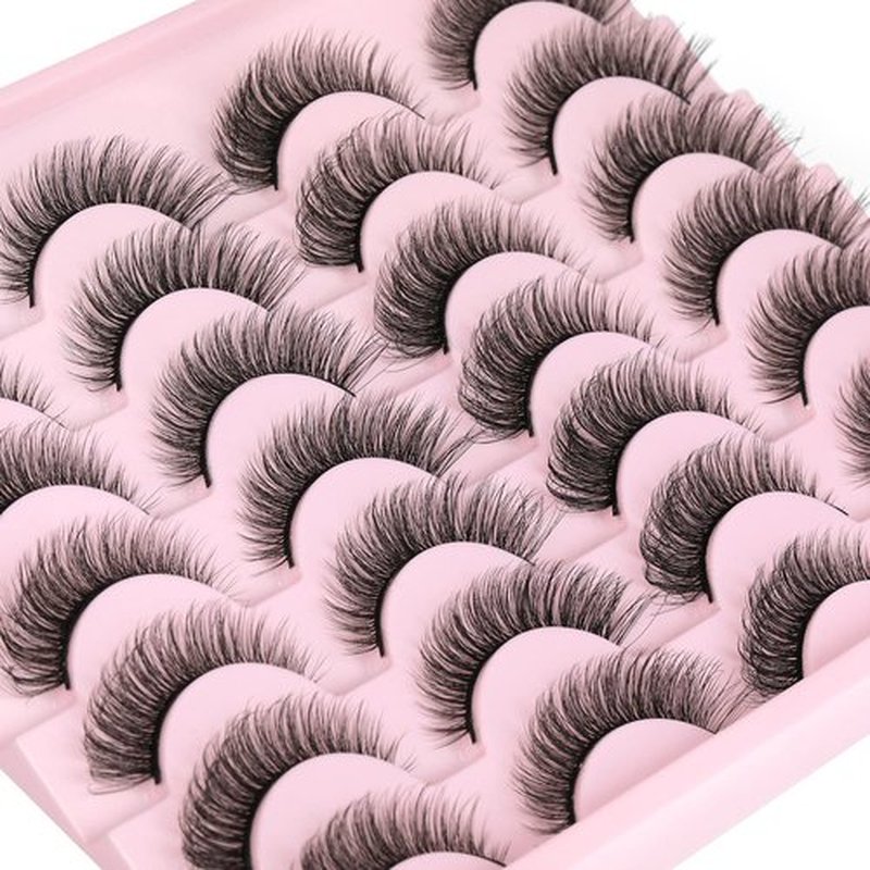Wispy Mink Lashes Fluffy 14mm 3D False Eyelashes Natural Look Cat Eye Short Strip Lashes Pack by Kiromiro