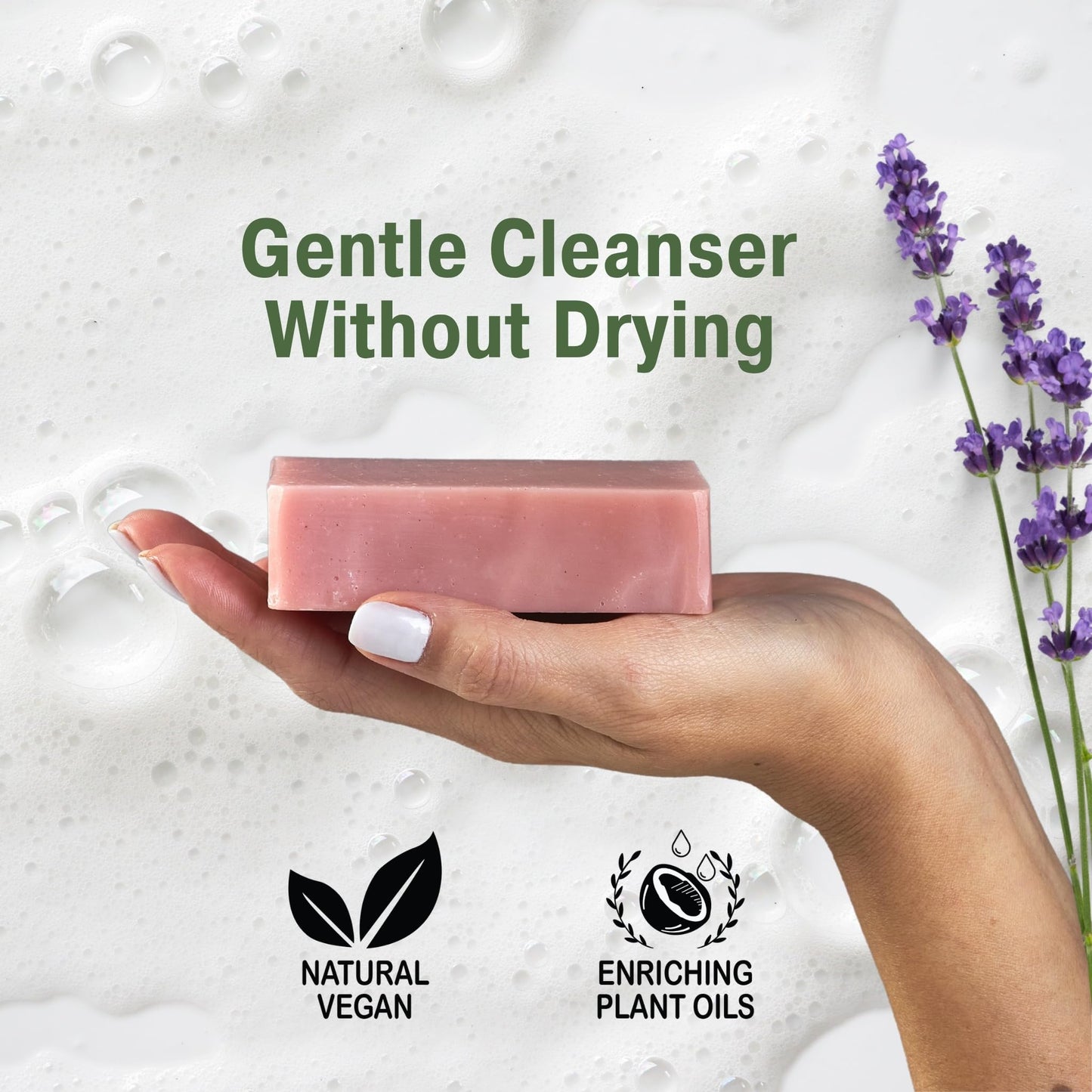 bonuderm Natural Lavender Bar Soap (2-Pack) – Healthy, Vegan, Handmade in the USA | Gentle Scented Soap with Pure Essential Oil, Made with Coconut, Almond, and Shea Oils for a Soft, Moisturized Feel