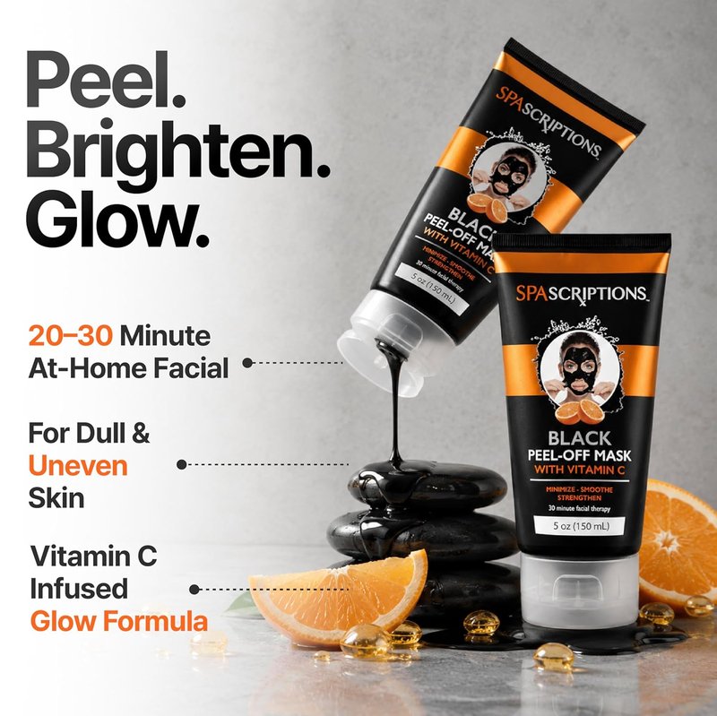 Vitamin C Peel Off Face Mask - Radiance Boosting for Dull Skin | Pore Refining & Deep Cleansing, 5 oz