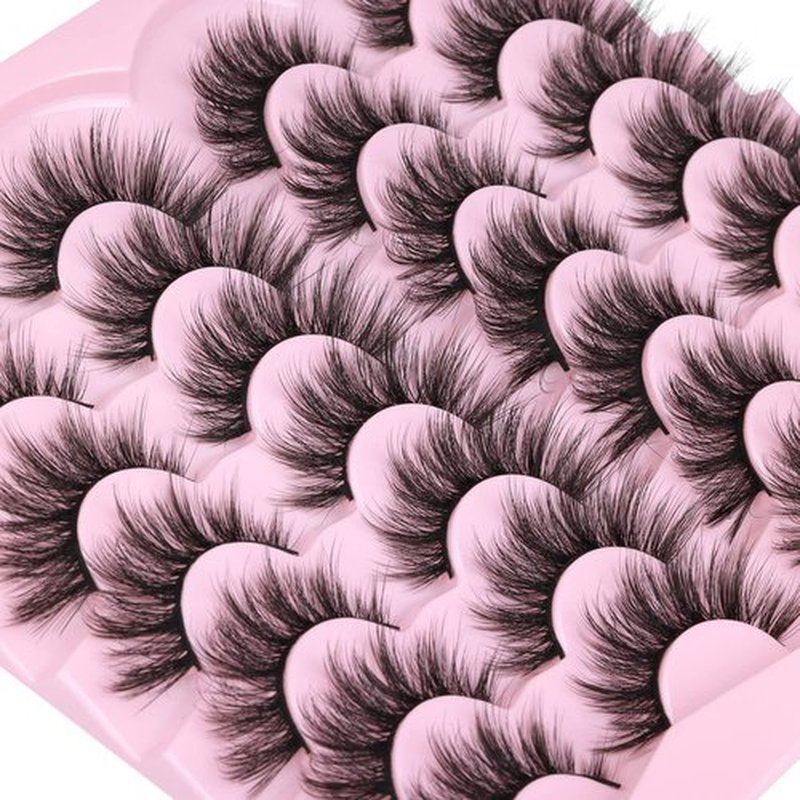 Eyelashes Natural Look Faux Mink Lashes Fluffy False Eyelashes Wispy Cat Eye Lashes Pack Strip Lashes by Kiromiro