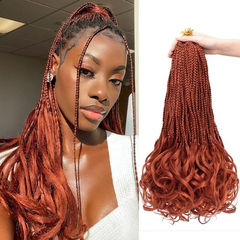 French Curl Crochet Braids 12 Inch Goddess Box Braids Crochet Hair Pre Looped Crochet Box Braids with Curly Ends Synthetic French Curly Braiding Hair Extensions 8 Packs 350#