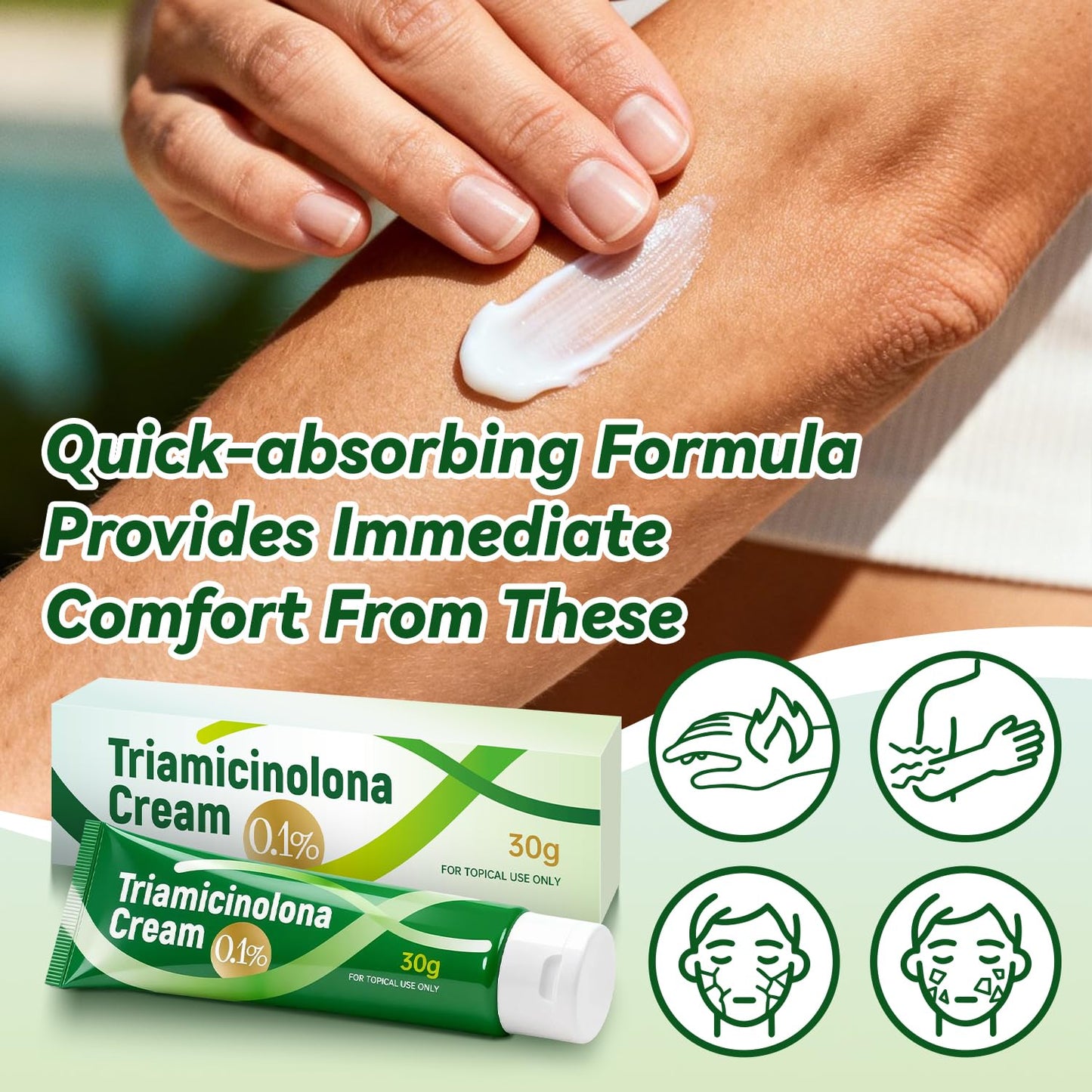 ULARCS Triamicinolona Non-Irritating Cream 0.1%, For All Skin Types, 30g