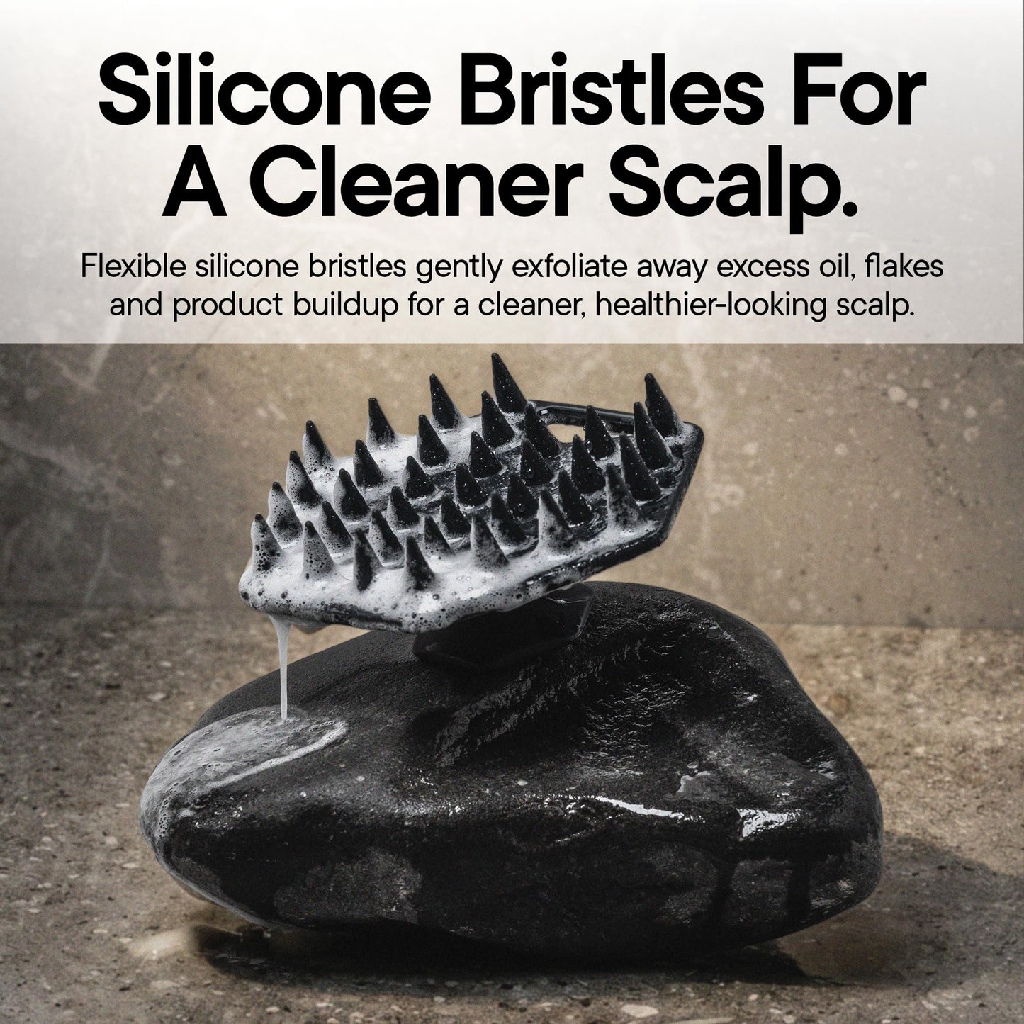 TOOLETRIES Silicone Scalp Scrubber, Shampoo Brush with Hook - Charcoal