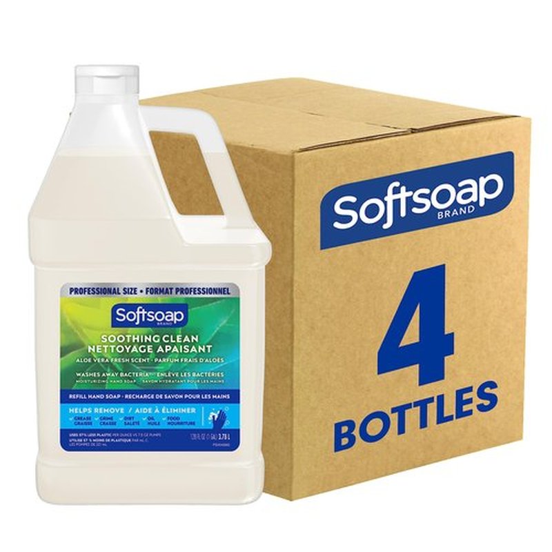 Softsoap Liquid Hand Soap Refill, Soothing Clean, Aloe Vera Fresh Scent - 1 gallon, Pack of 4